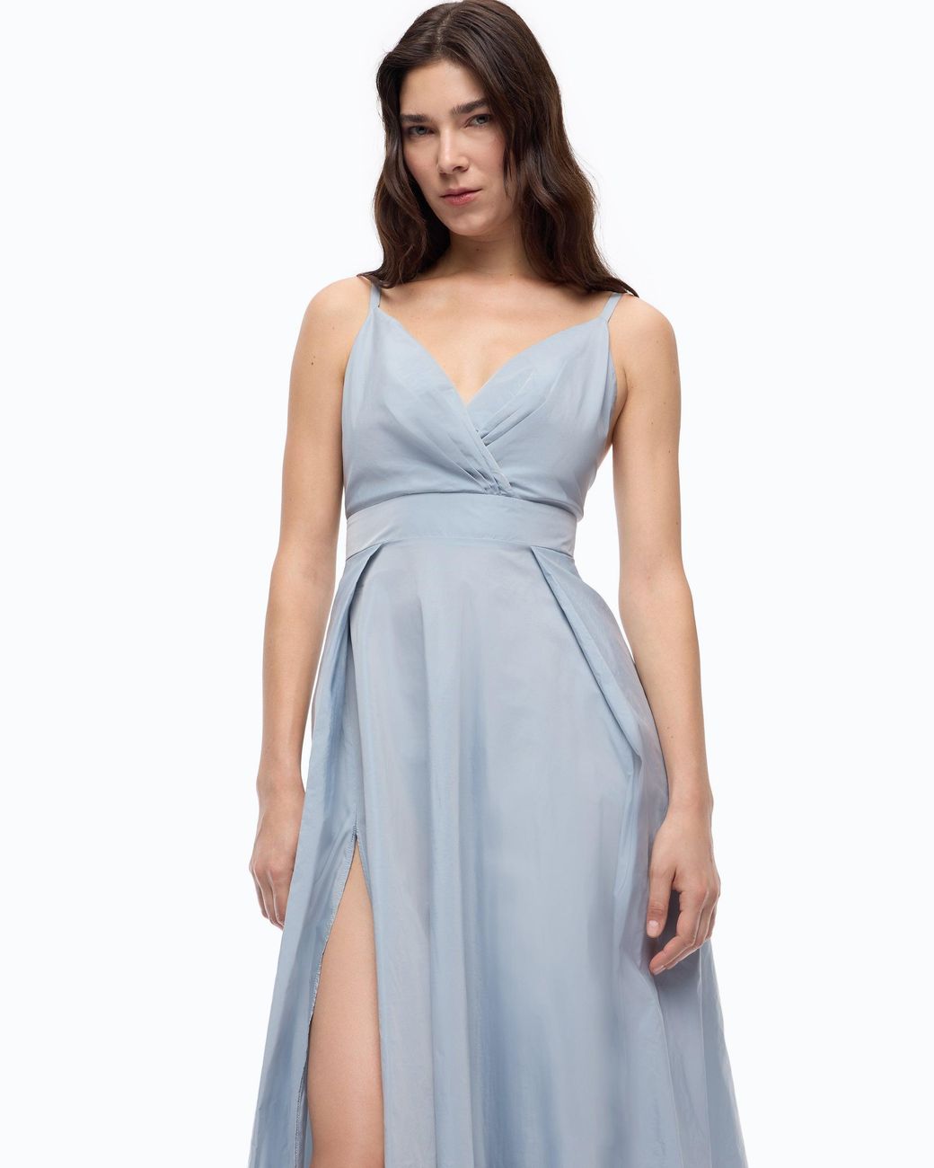 Pinko Blue Long Taffeta Dress With Slit