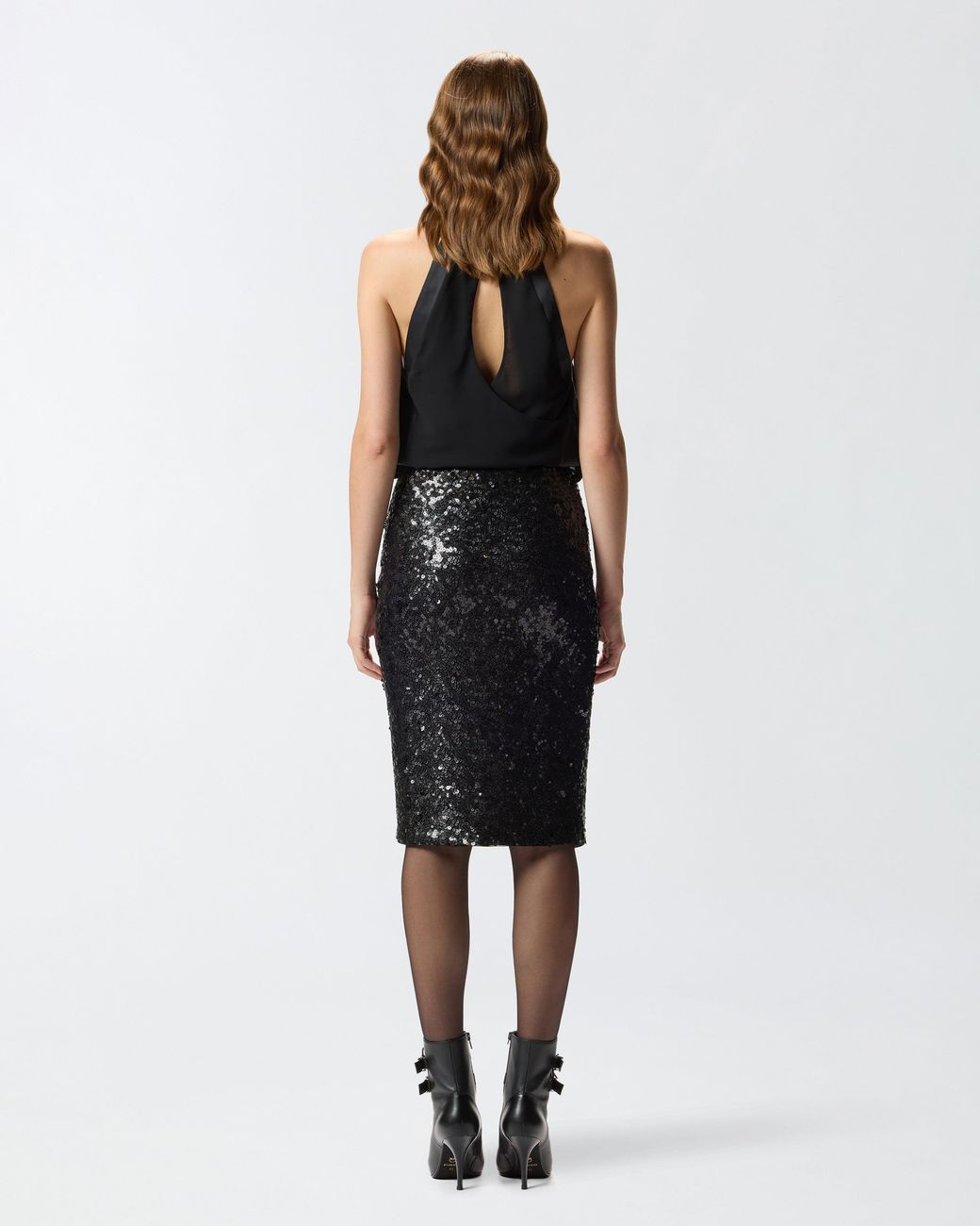 Pinko Black Pencil Skirt With Sequins