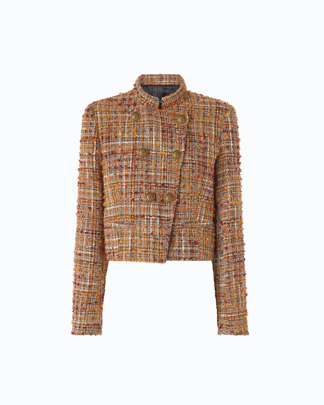 Pinko Brown Bouclé Tweed Jacket With Contrasting Buttons