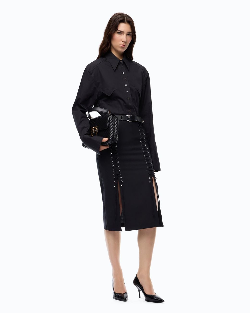 Pinko Black Slim-Fit Shirt With Drawstring