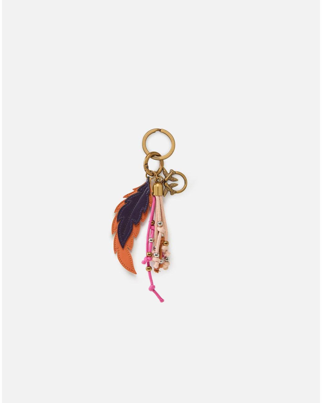 Pinko White Schlüsselanhänger-Charm Mit Federn Und Bändern