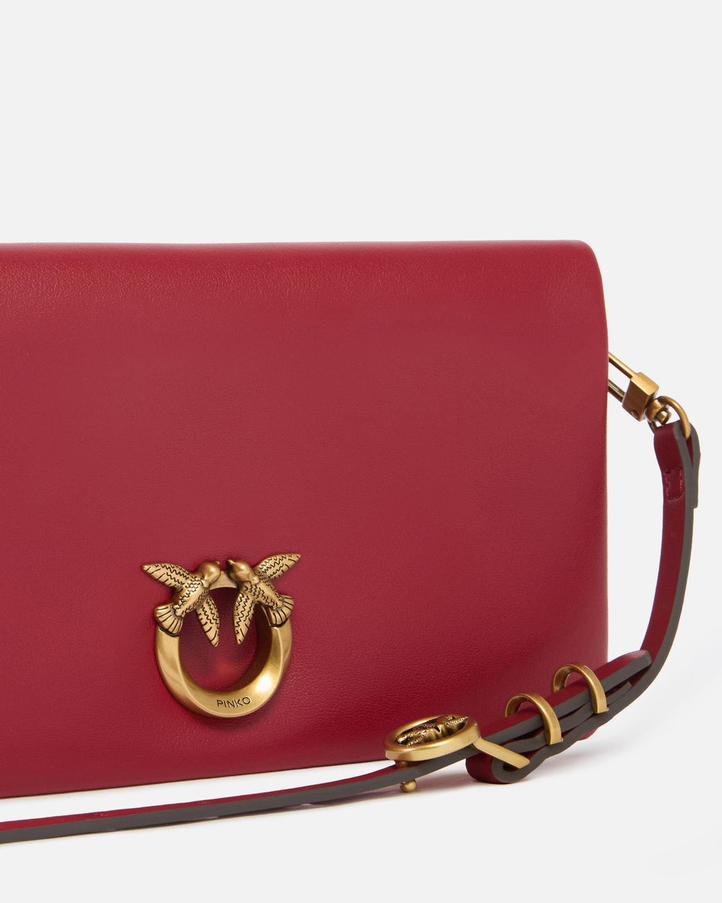 Pinko Red Love Bag Click Soft Horizontal Mini Small Crossbody Clutch