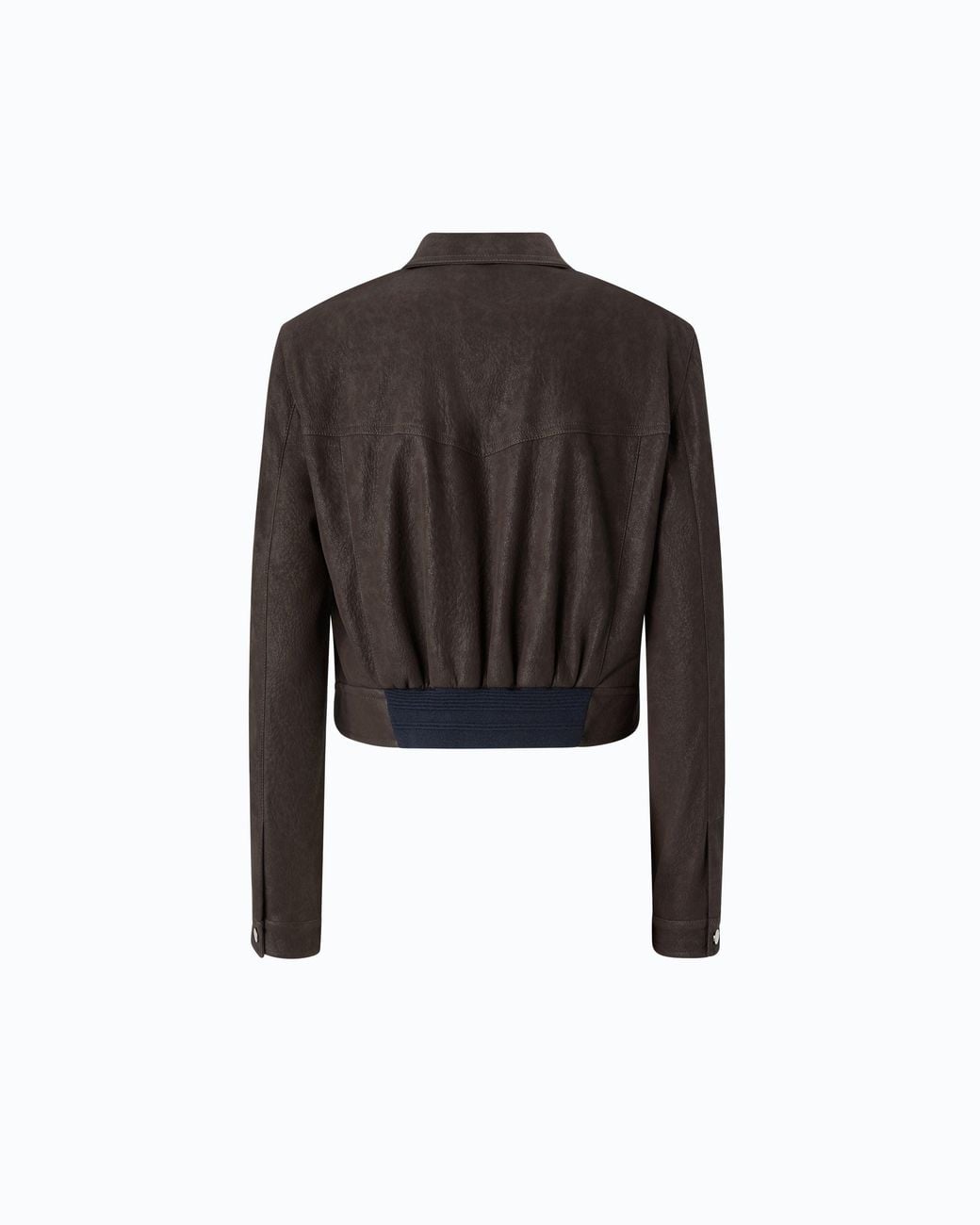 Pinko Black Cropped Nubuck Leather-Effect Jacket
