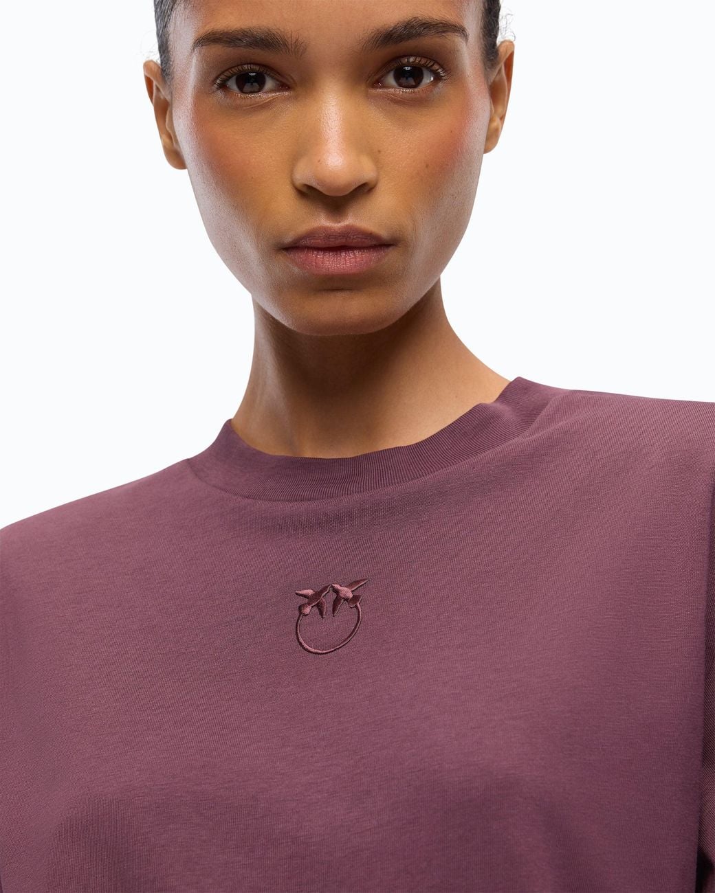 Pinko Purple T-Shirt With Wide Sleeves And Love Birds Logo