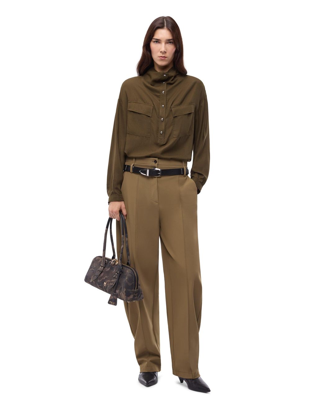 Pinko Green Blouse With Pockets And Buttons