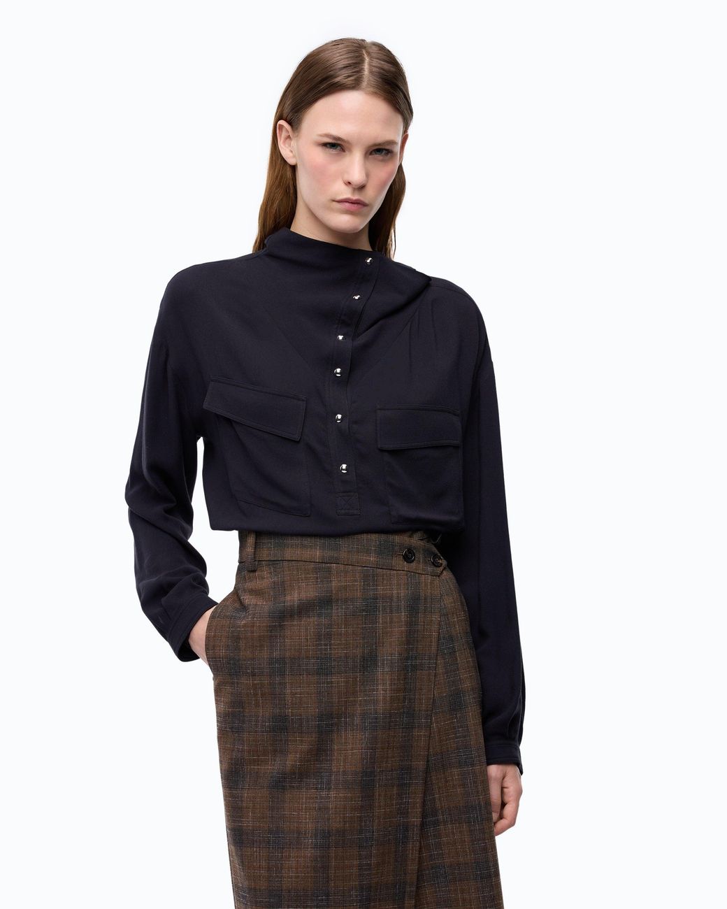 Pinko Blue Blouse With Pockets And Buttons