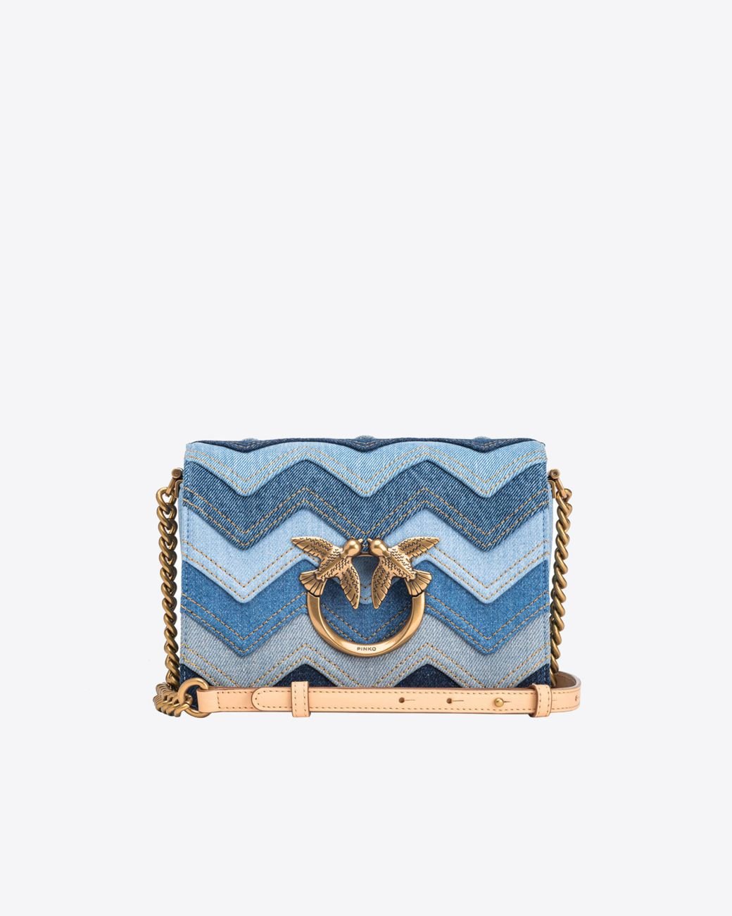 Pinko Mini Love Bag Click Denim Chevron, Multi Light/-Antique in