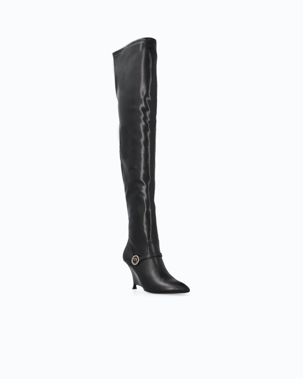 Pinko Black Nappa Leather Boots With Extra-High Leg Shaft