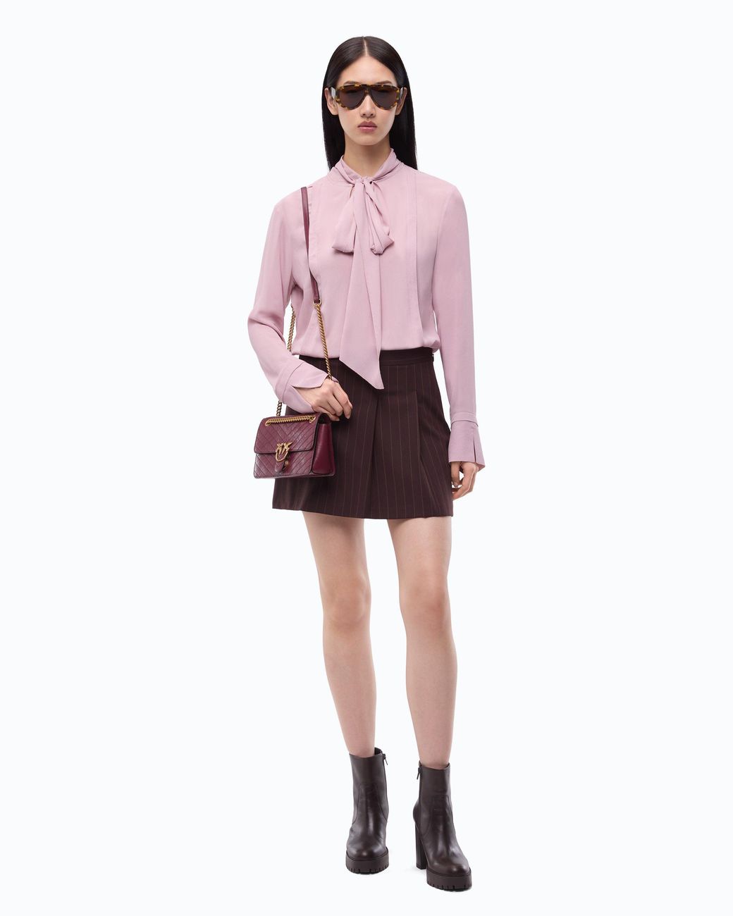 Pinko Pink Blouse With Sash Collar