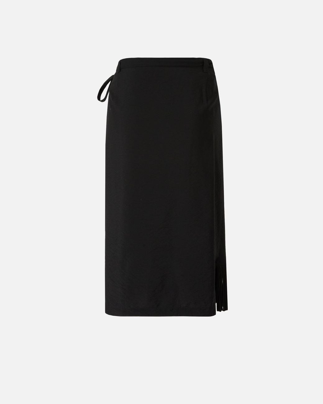 Pinko Black Calf-Length Wrap Skirt With Fringing