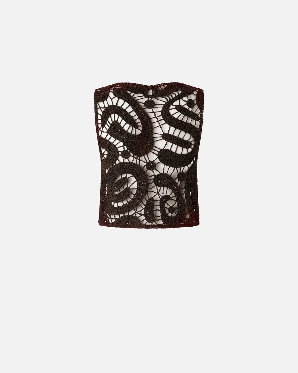 Pinko White Geometric Crocheted Sleeveless Top