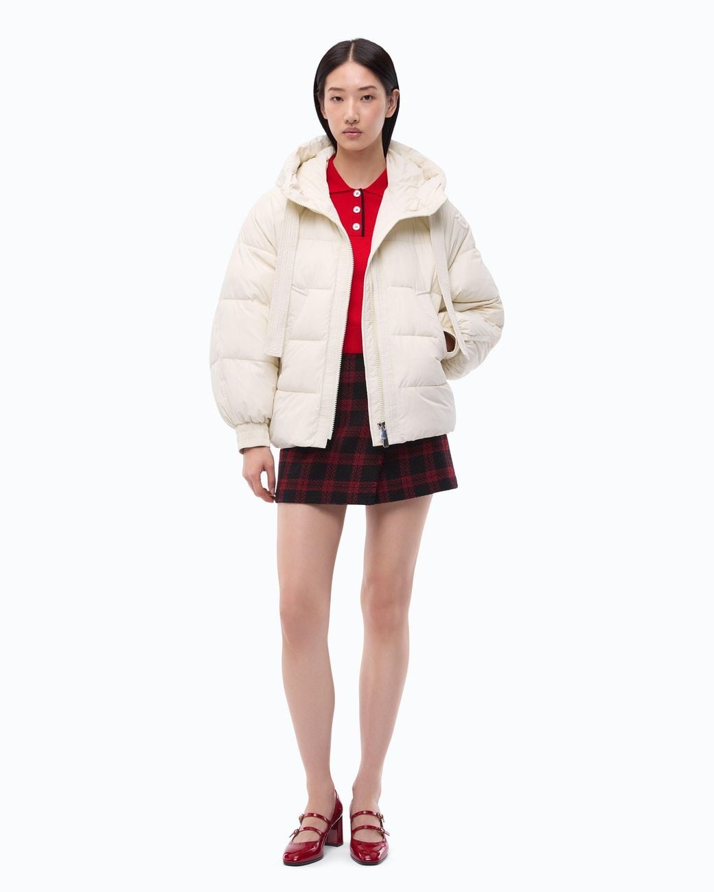 Pinko White Oversized Blouson Jacket With Hood