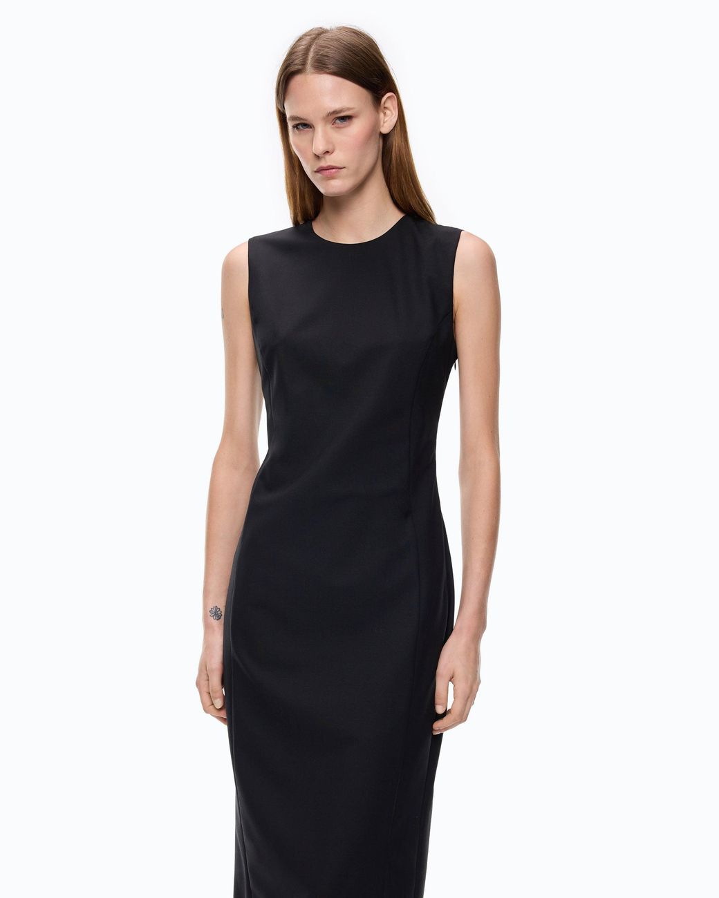Pinko Black Slim-Fit Midi Dress With Lacing