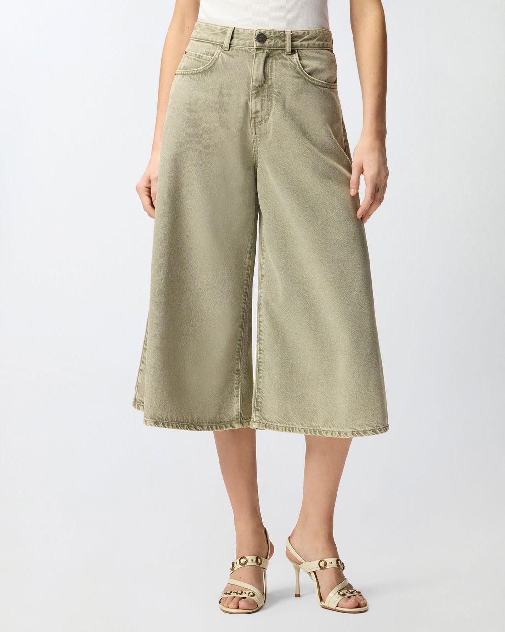 Pinko Natural Long Denim Bermuda Shorts