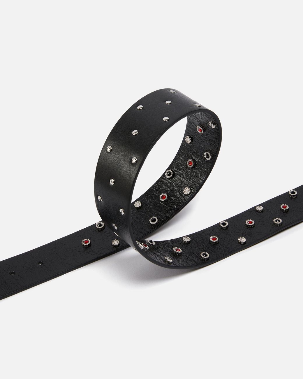 Pinko White Leather Belt With Studs, 4 Cm