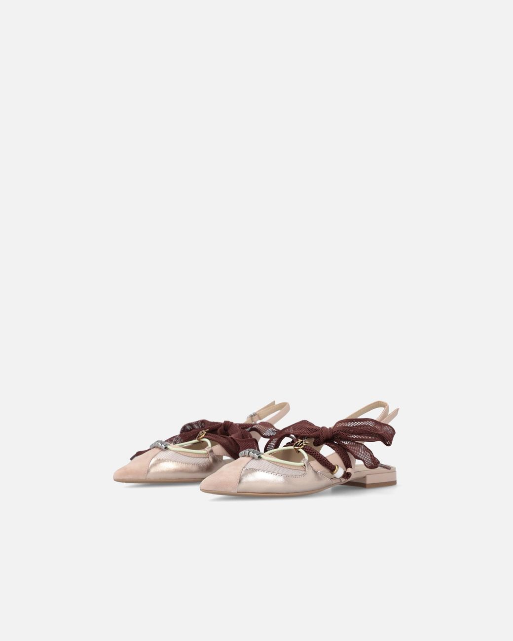 Pinko White Slingback Ballerinas With Ties