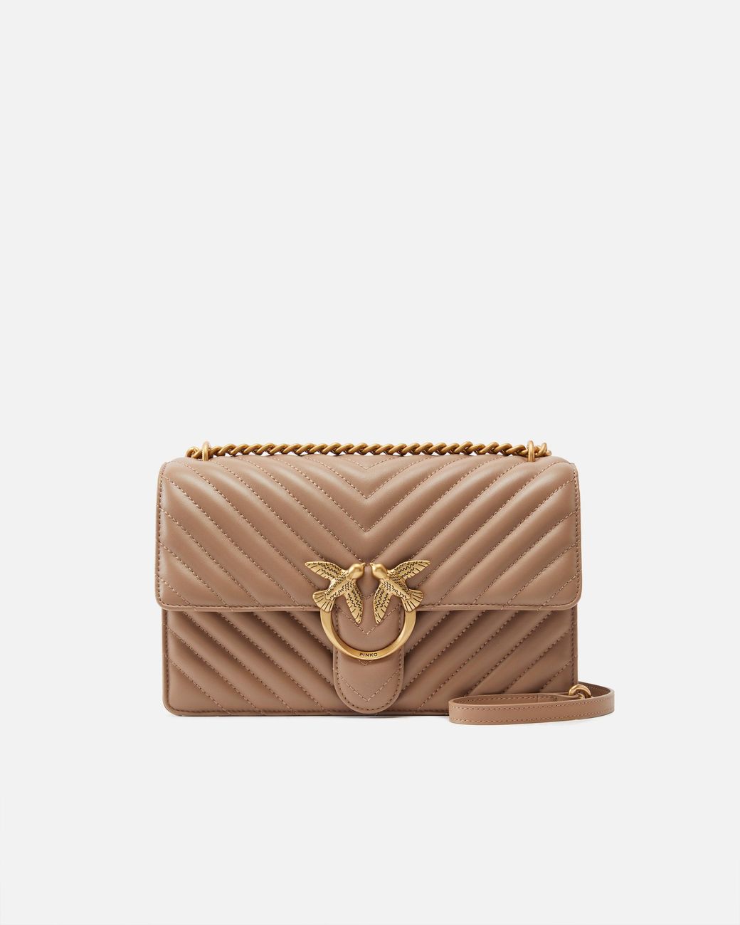 Pinko Natural Medium Shoulder Bag Love Bag One Chevron