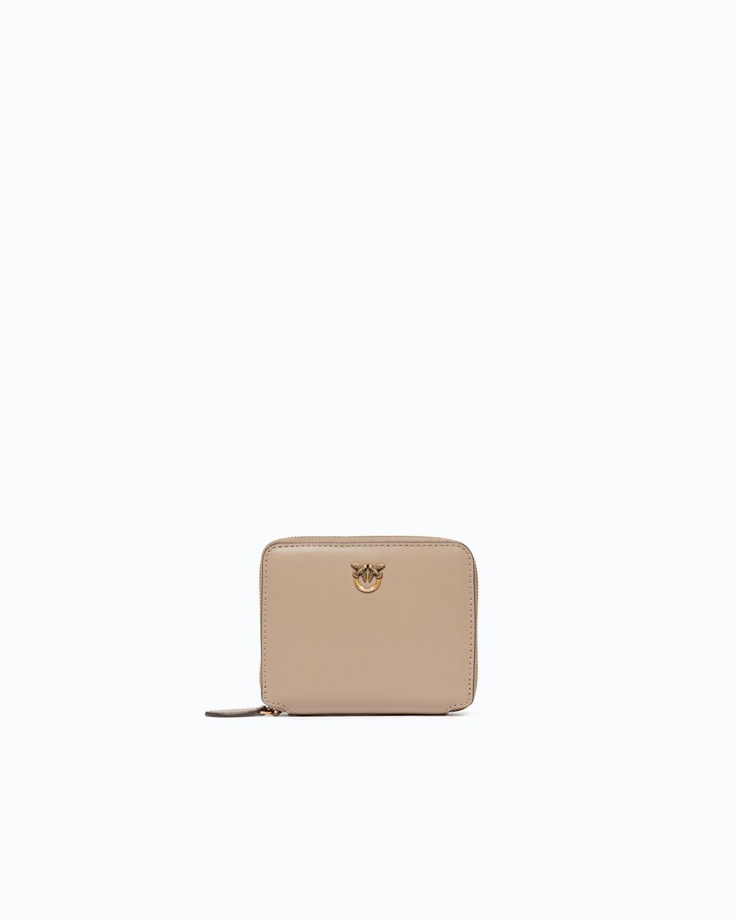 Pinko White Square Leather Zip-Around Purse