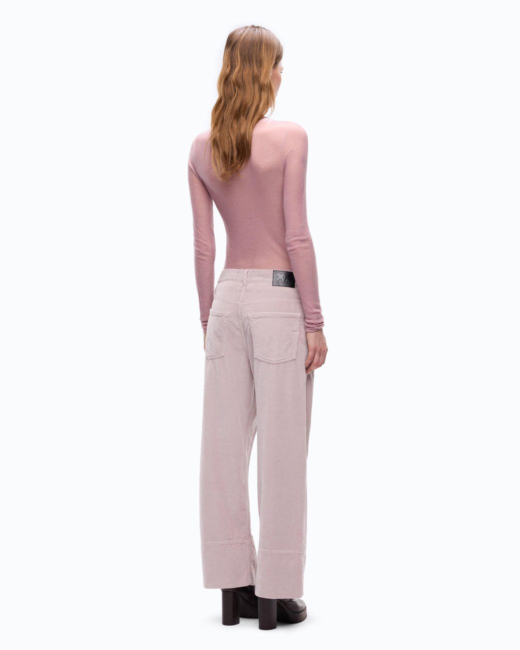 Pinko Pink Cropped Velvet Trousers With Leather Belt