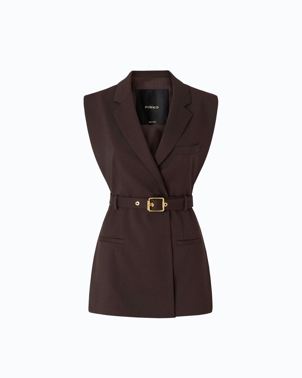 Pinko Brown Vest With Open Sides And Belt