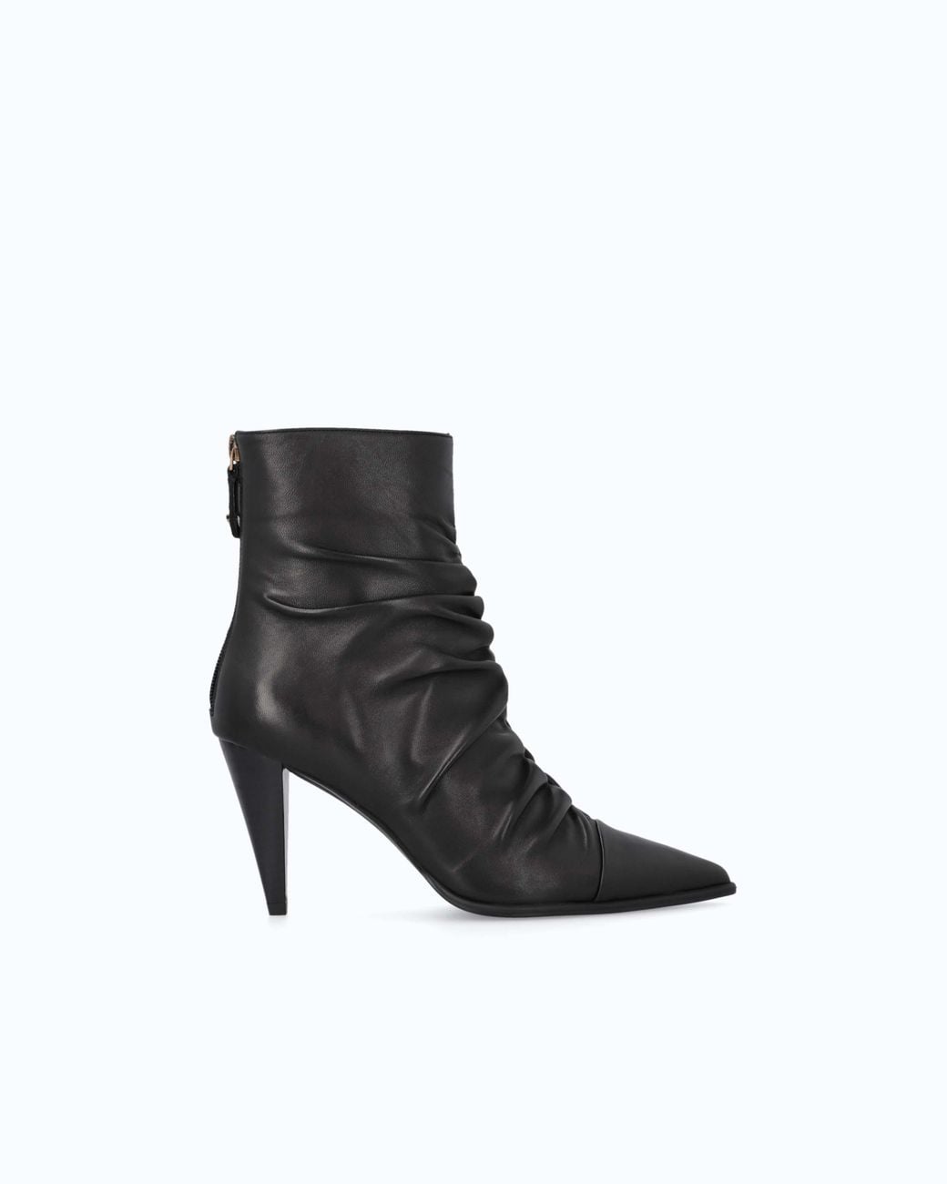 Pinko White Nappa Leather Ankle Boots With Gathered Leg Shaft