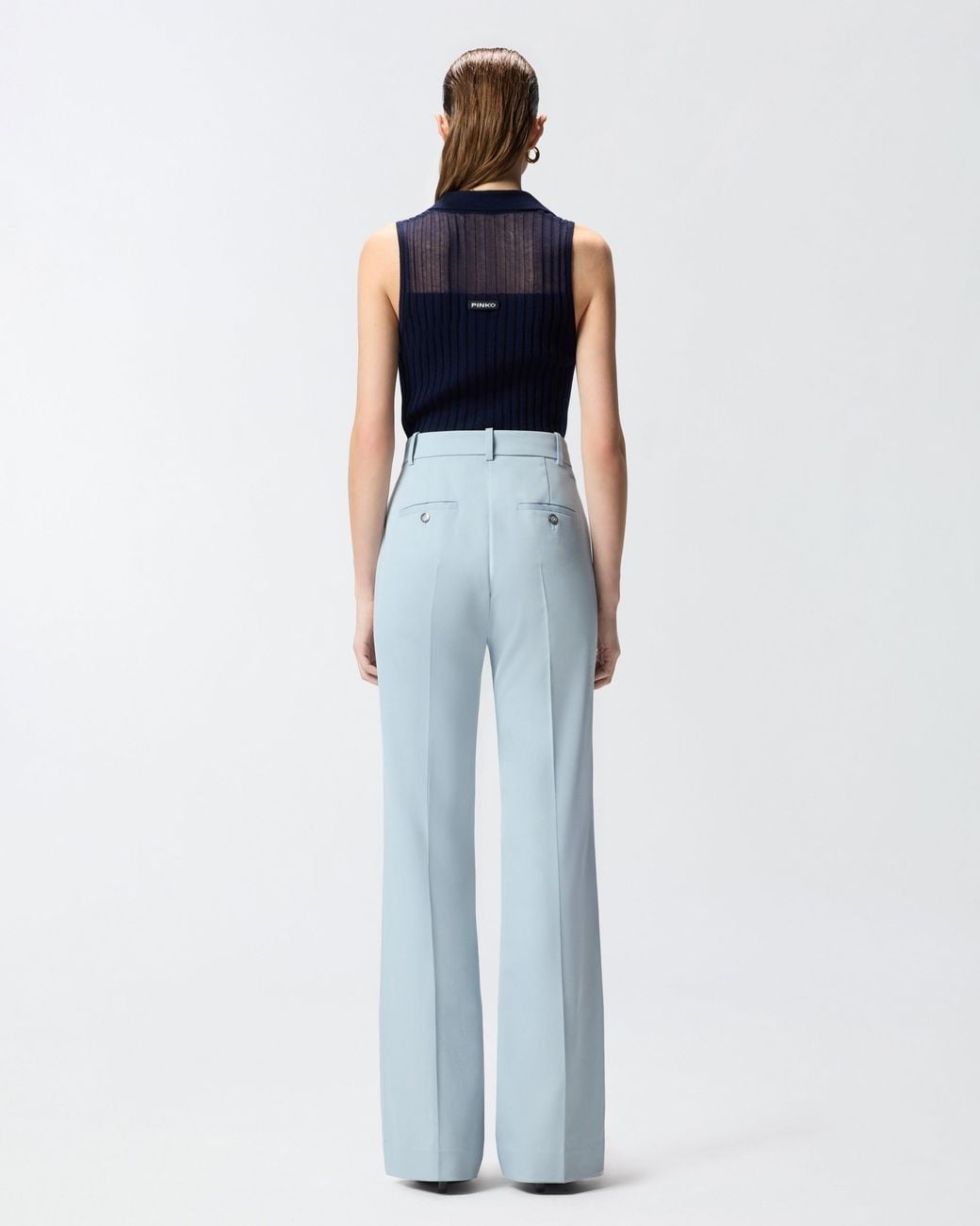 Pinko Blue Ribbed Polo Vest Top
