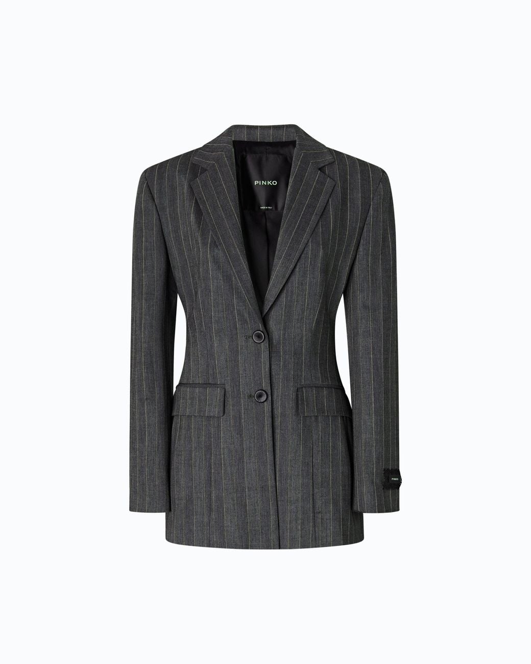 Pinko Black Pinstriped Wool-Blend Jacket