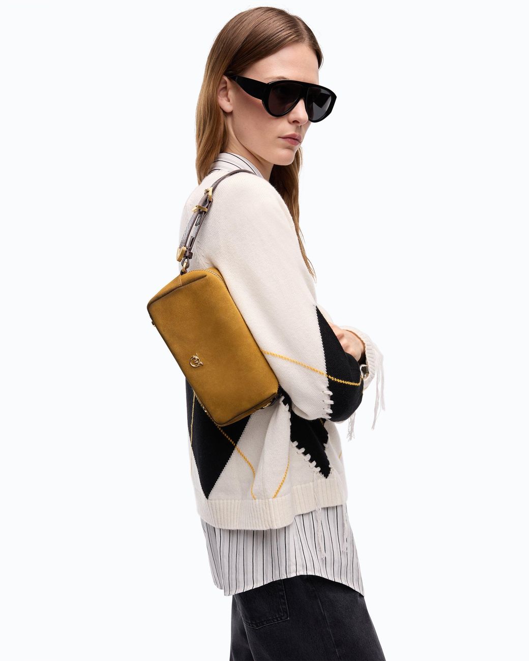 Pinko White Mini Crossbody Boston Bag
