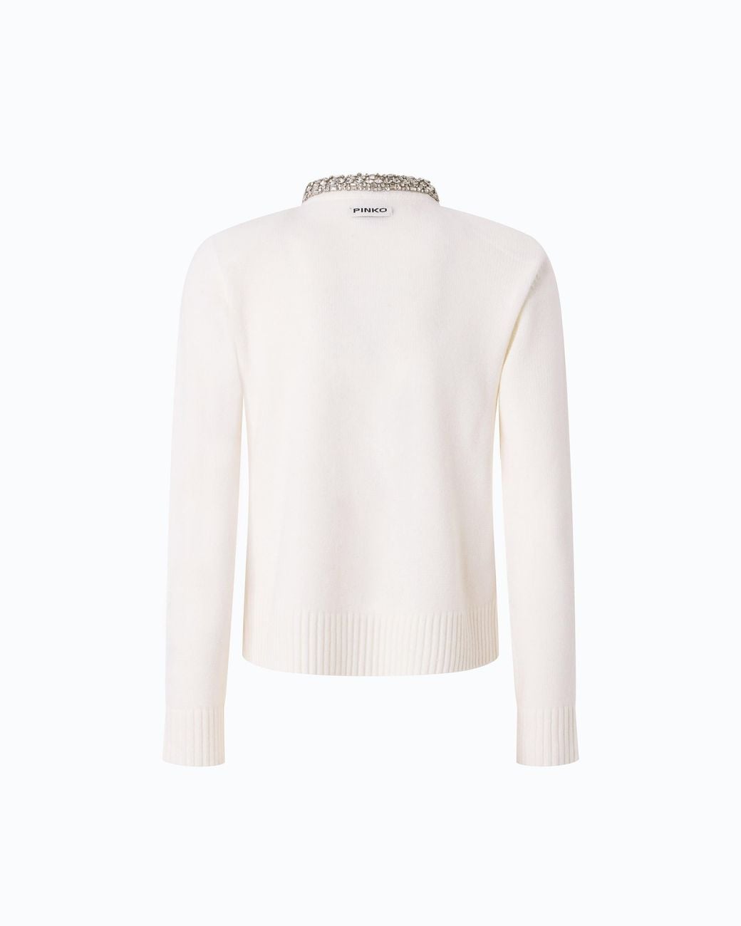 Pinko White Cardigan With Jewel Collar