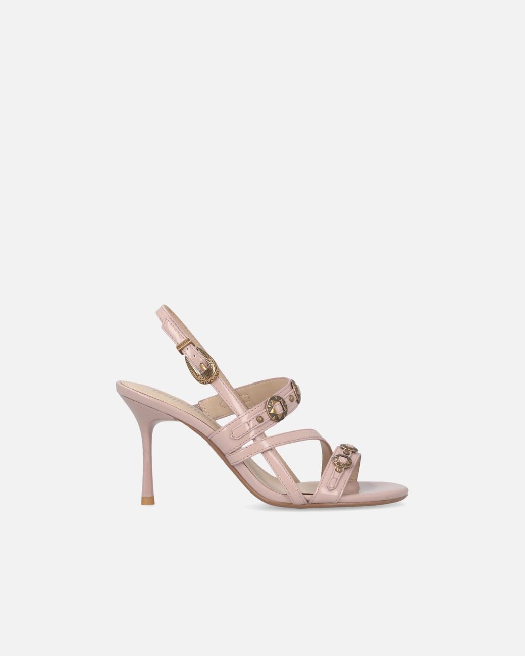 Pinko White High Slingback Sandals With Straps And Studs