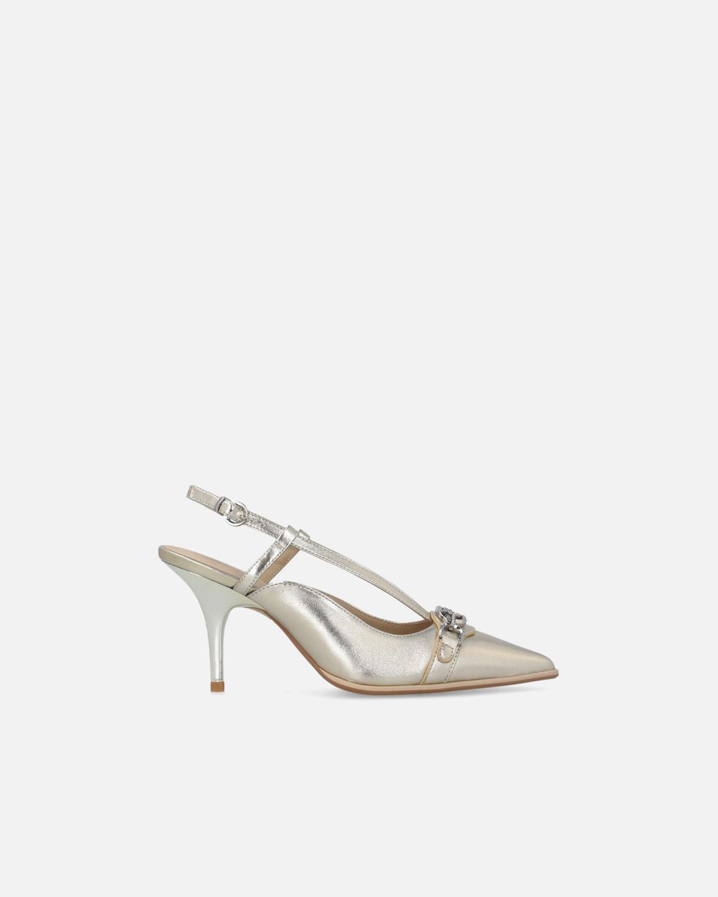 Pinko White Laminated Nappa Slingbacks