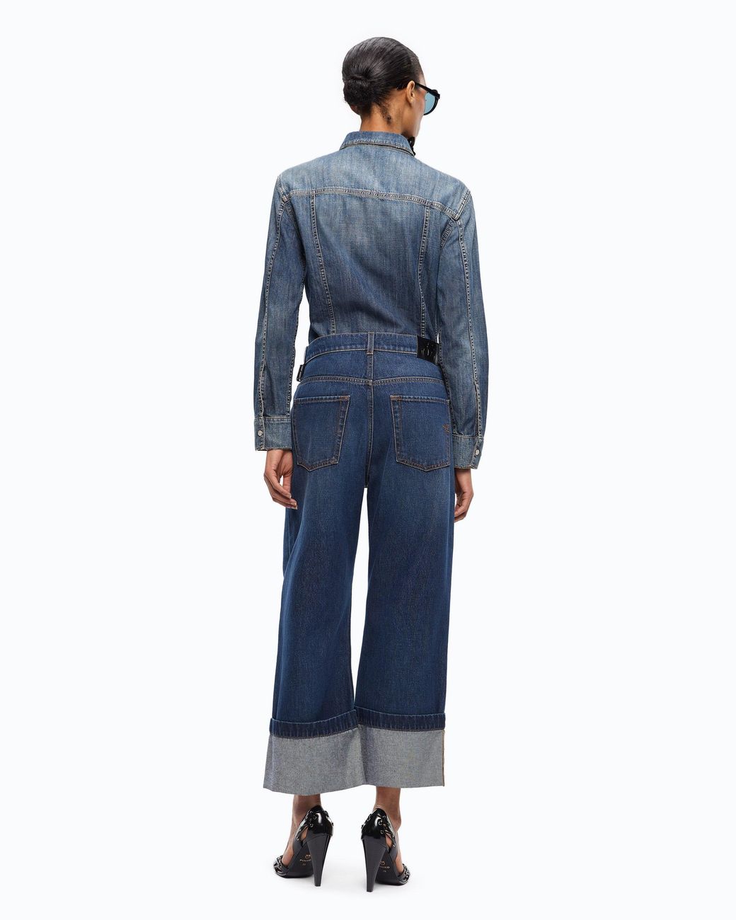 Pinko Blue Cropped Jeans With Leather Belt