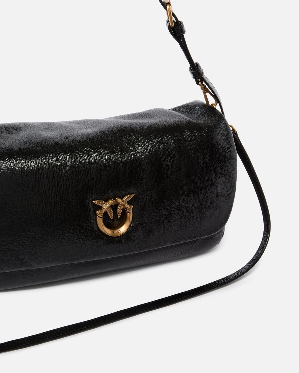 Pinko Black Love Bag Click Soft Horizontal Handle Medium Crossbody Bag