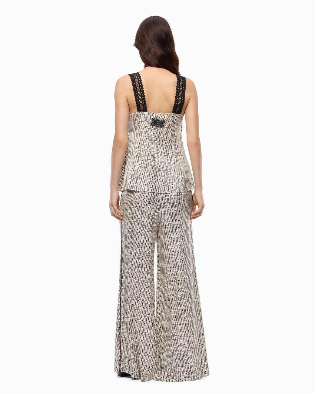 Pinko Gray Polka-Dot Lingerie Top With Lace