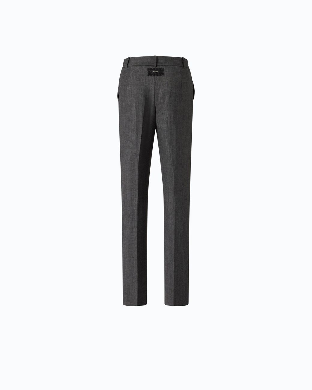Pinko Gray Stretch Wool-Blend Cigarette Trousers
