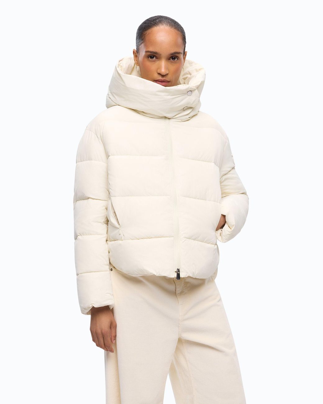 Pinko White Technical Canvas Jacket With Hood
