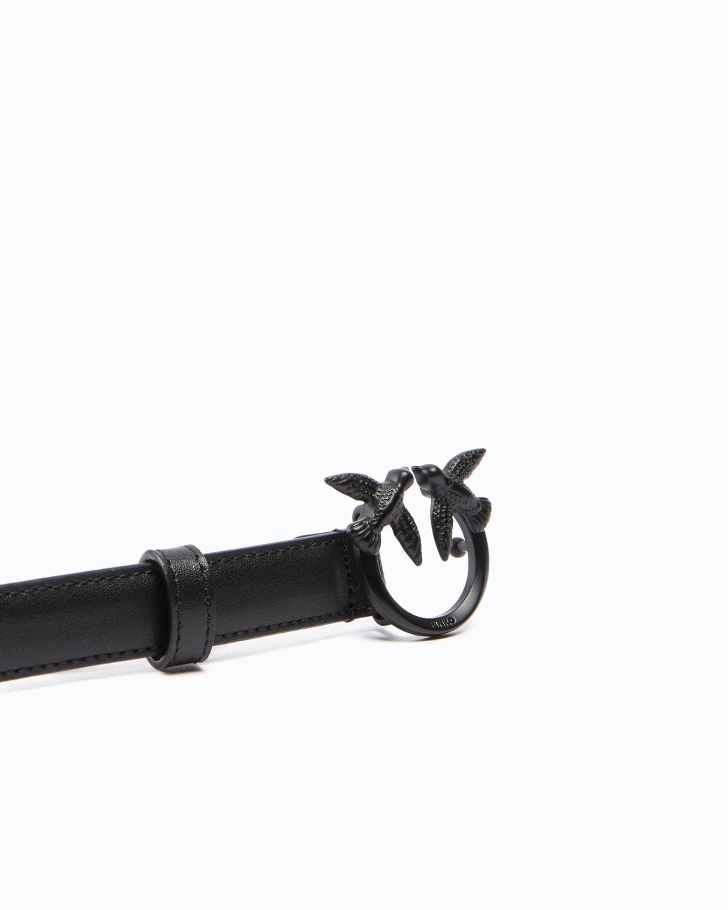 Pinko White 2 Cm Leather Belt With Matte Love Birds Buckle
