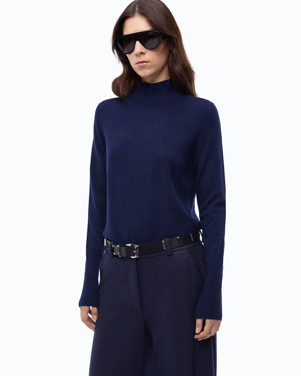 Pinko Blue Wool And Cashmere Turtleneck Sweater