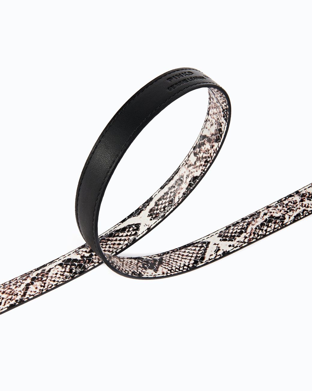 Pinko White Python-Print Belt With Love Birds Buckle, 2 Cm