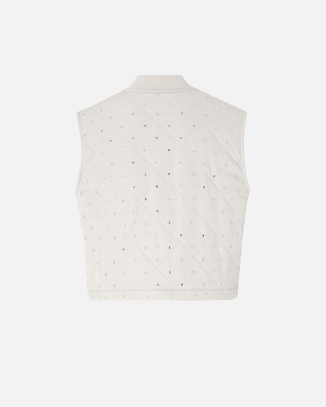 Pinko White Quilted Vest With Rhinestones And Studs