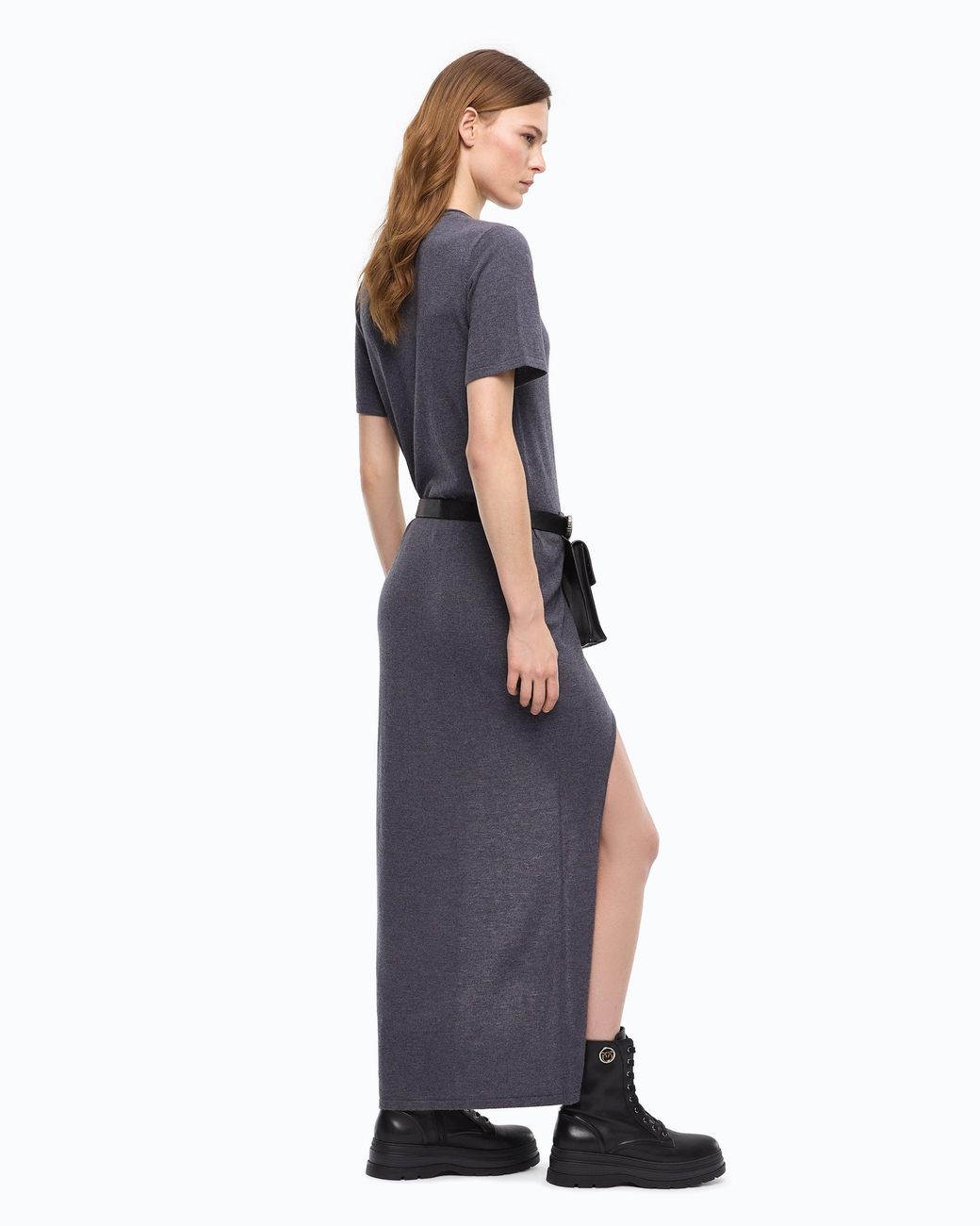 Pinko Blue Wool-Blend Dress With Longer Back