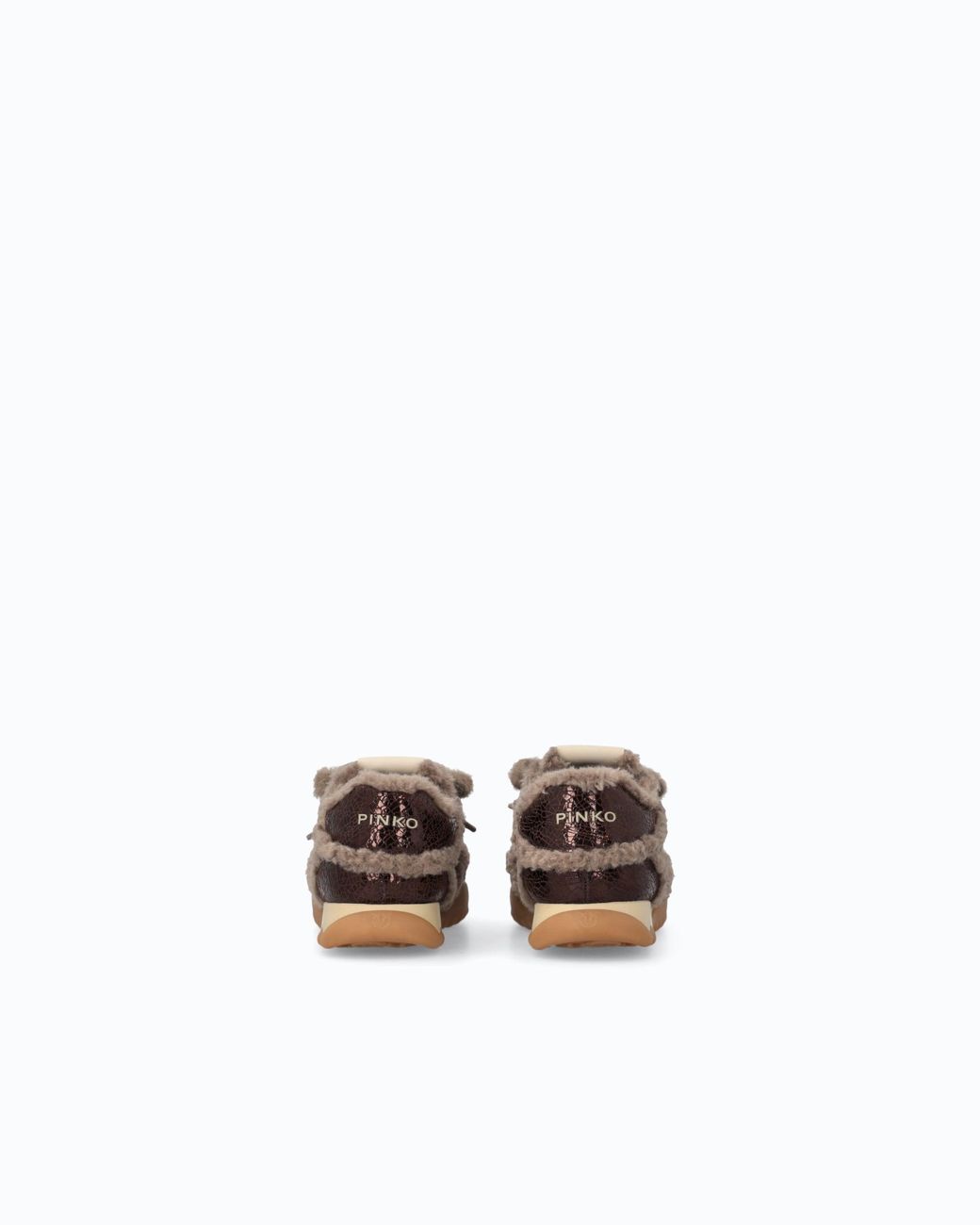 Pinko White Lather Sneakers With Faux Fur Details