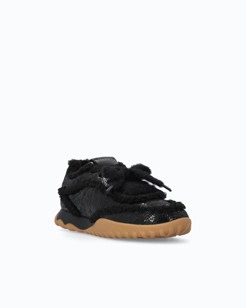 Pinko White Lather Sneakers With Faux Fur Details