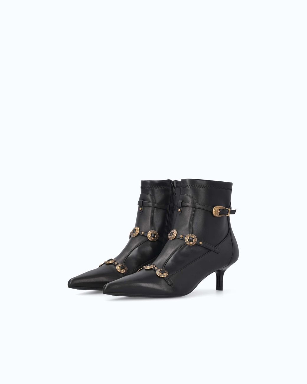 Pinko White Boots With Straps And Jewel Studs