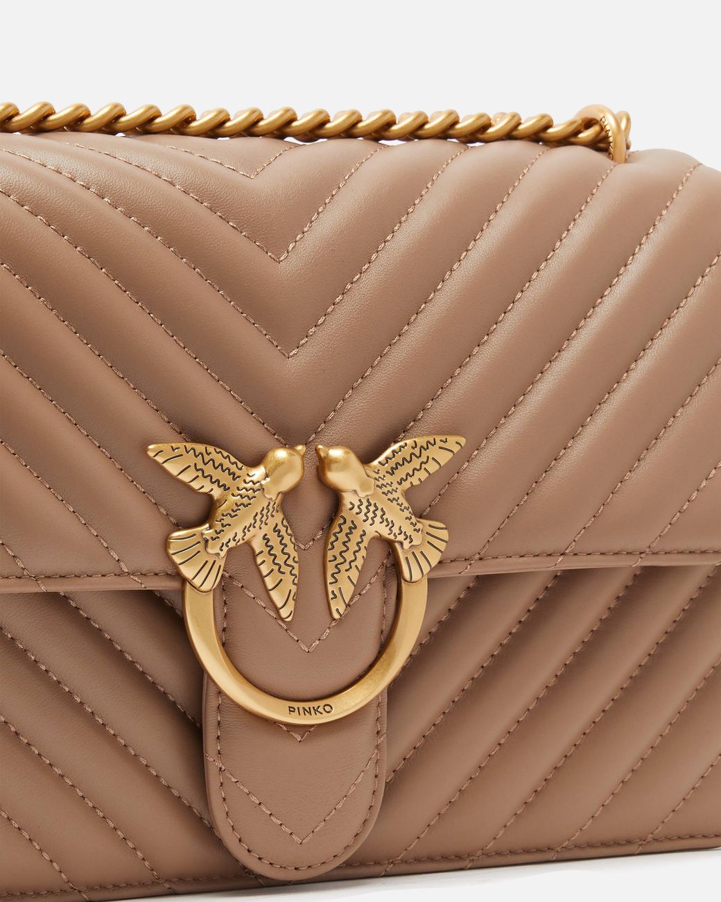 Pinko Natural Medium Shoulder Bag Love Bag One Chevron