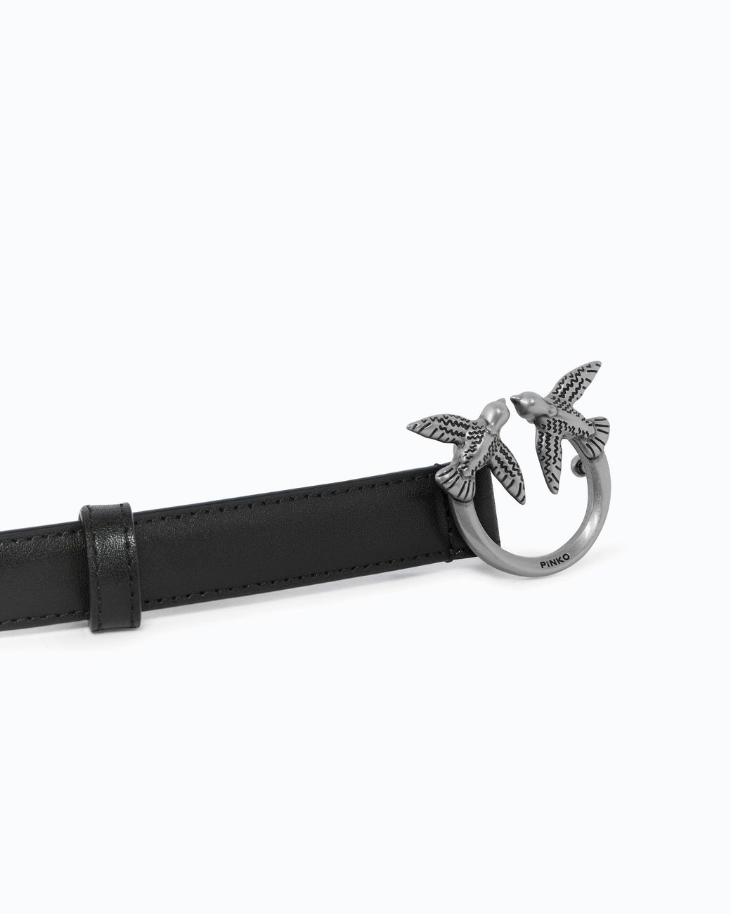 Pinko White Love Birds Thin Leather Belt 2Cm