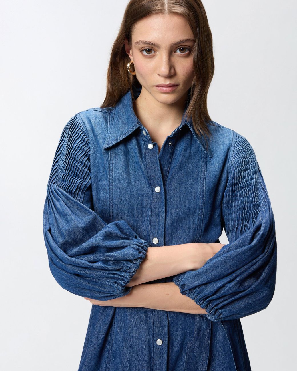 Pinko Blue Long Denim Shirt Dress