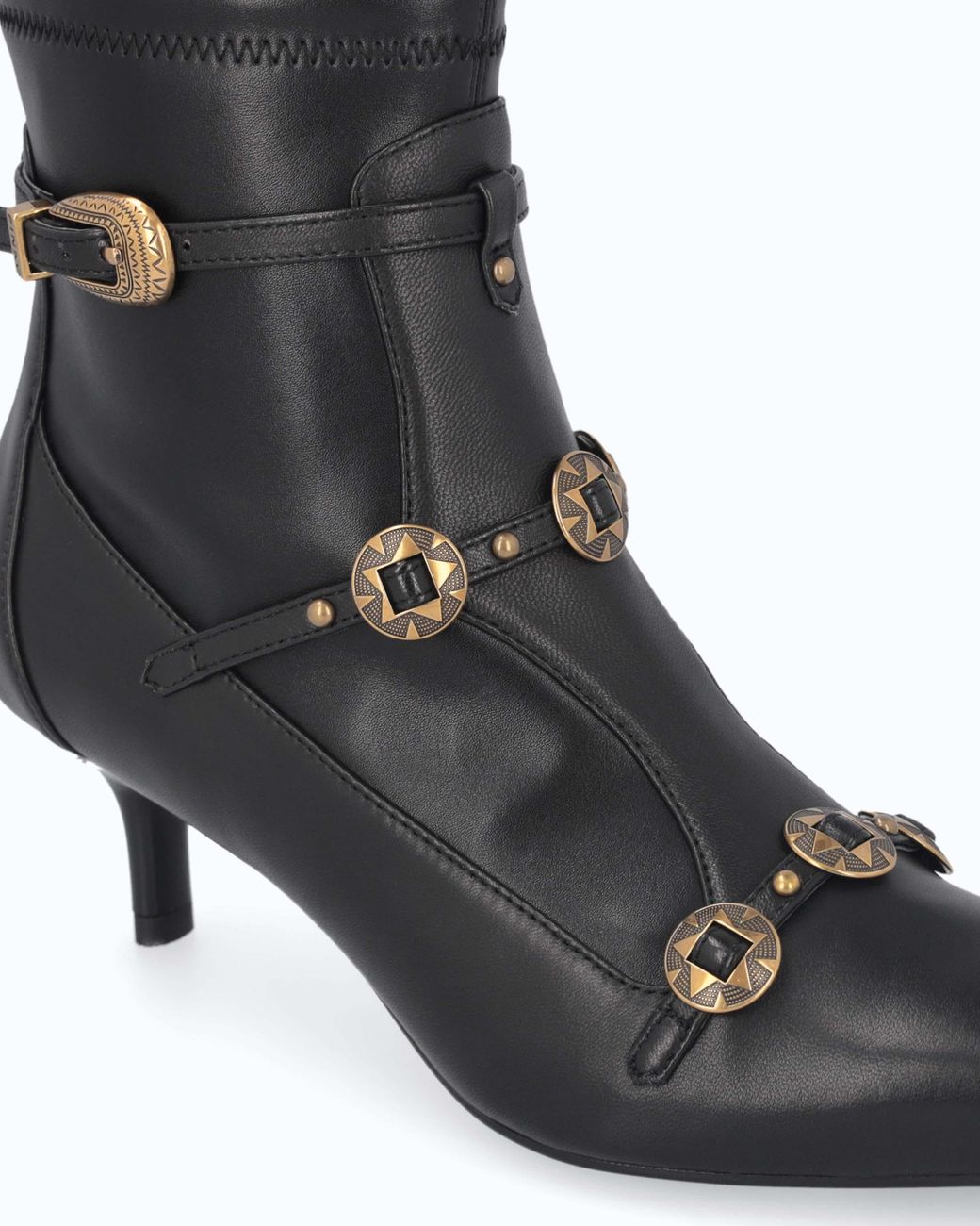 Pinko White Boots With Straps And Jewel Studs