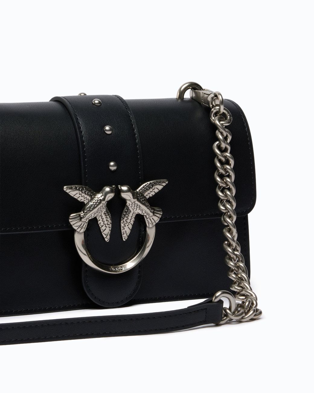 Pinko Black Love Bag One Small Crossbody Bag In Leather