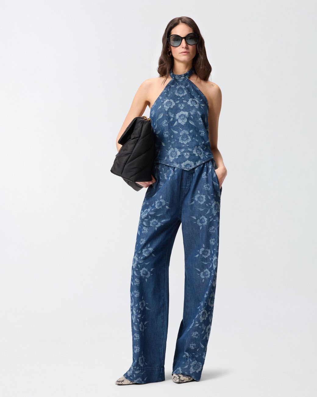 Pinko Blue Floral Denim Top